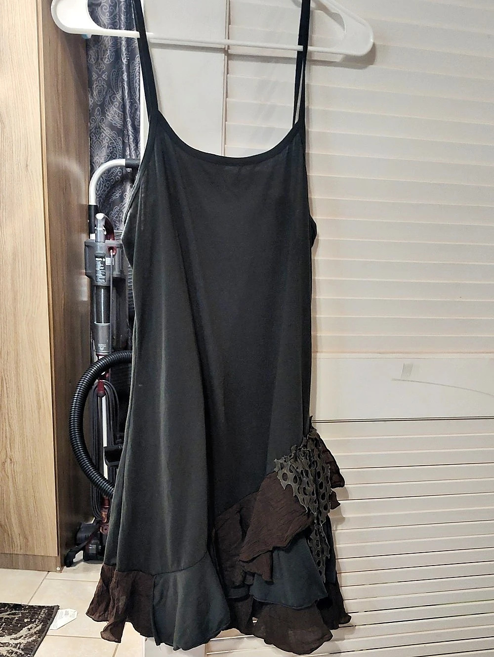 My Pretty Angel Dark Green Patchwork Ruffled Mini Dress
